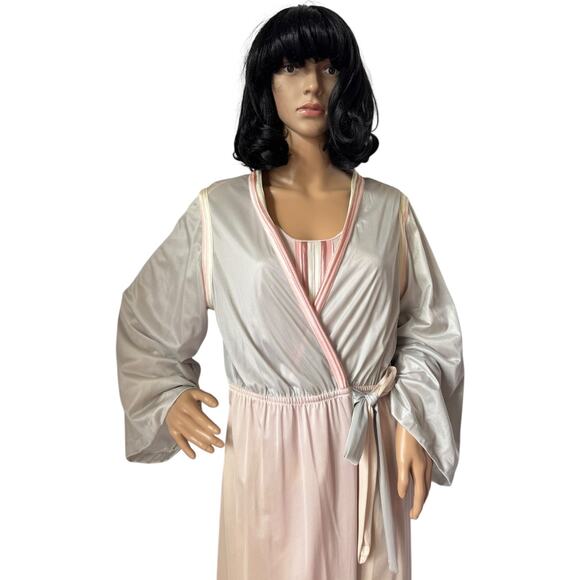 American Vintage Sears openback Nightgown & robe set pink gray medium - Picture 5 of 16